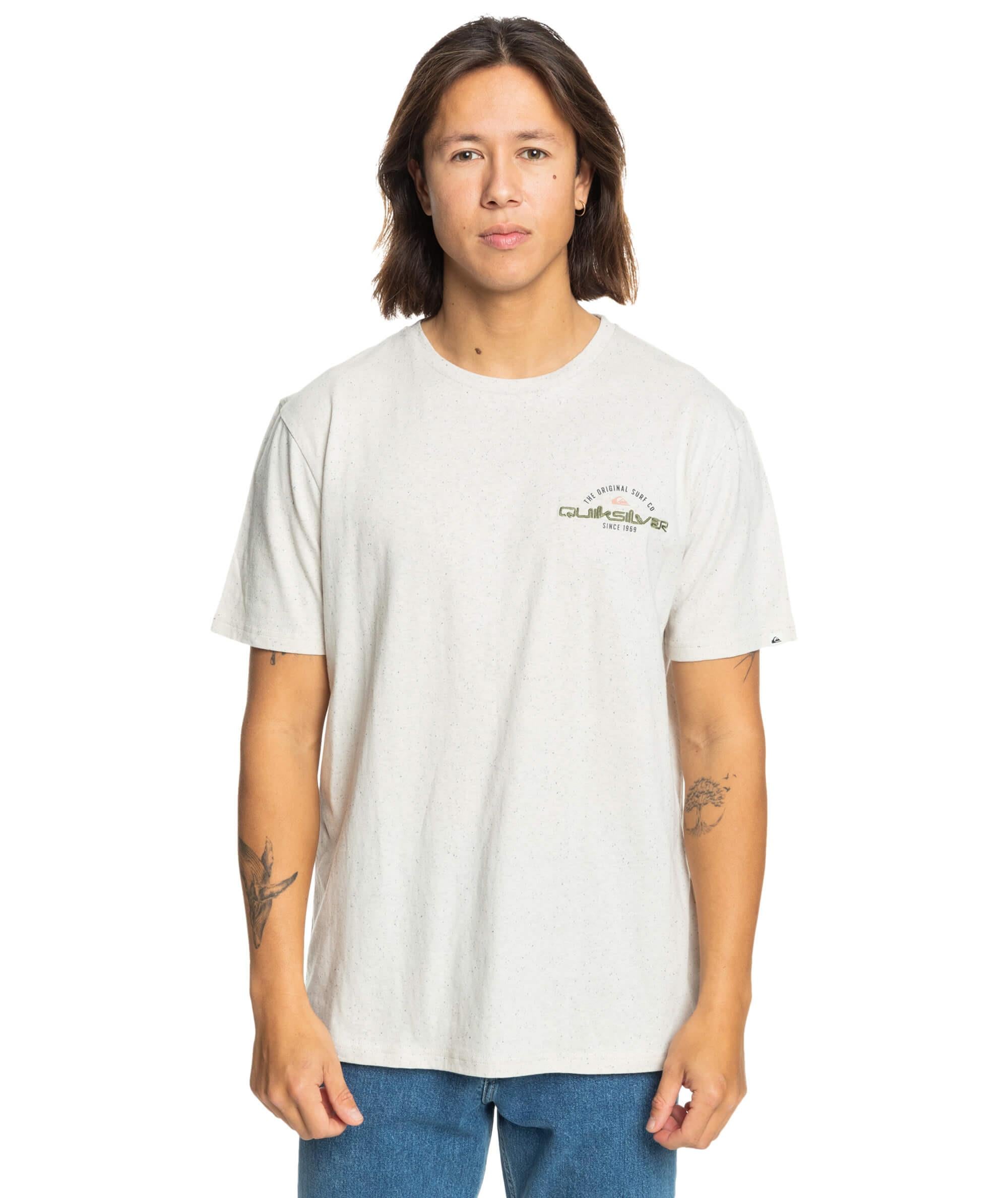 Quiksilver Arched Type SS Erkek T-Shirt - Krem