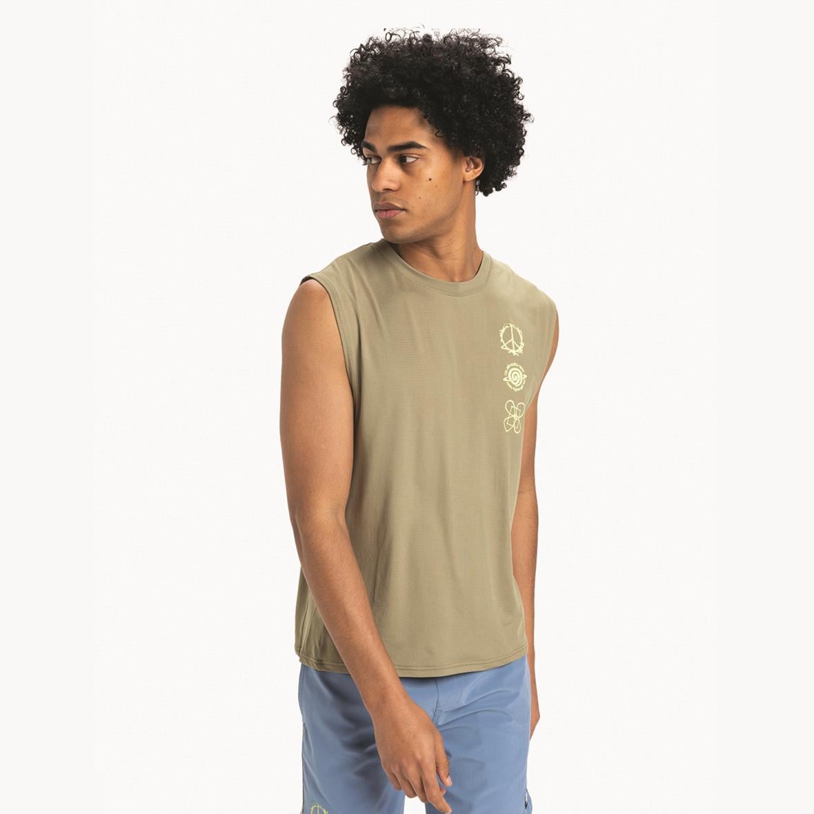 Quiksilver Lap Time Muscle Erkek Atlet - Haki