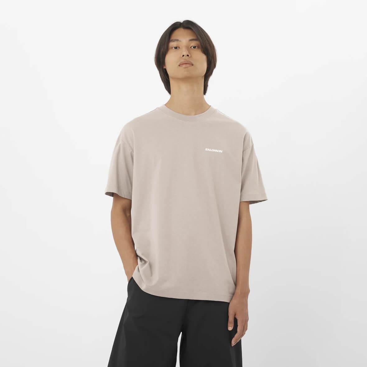 Salomon Chest Logo Relaxed Tee M Erkek T-Shirt - Sütlü Kahve