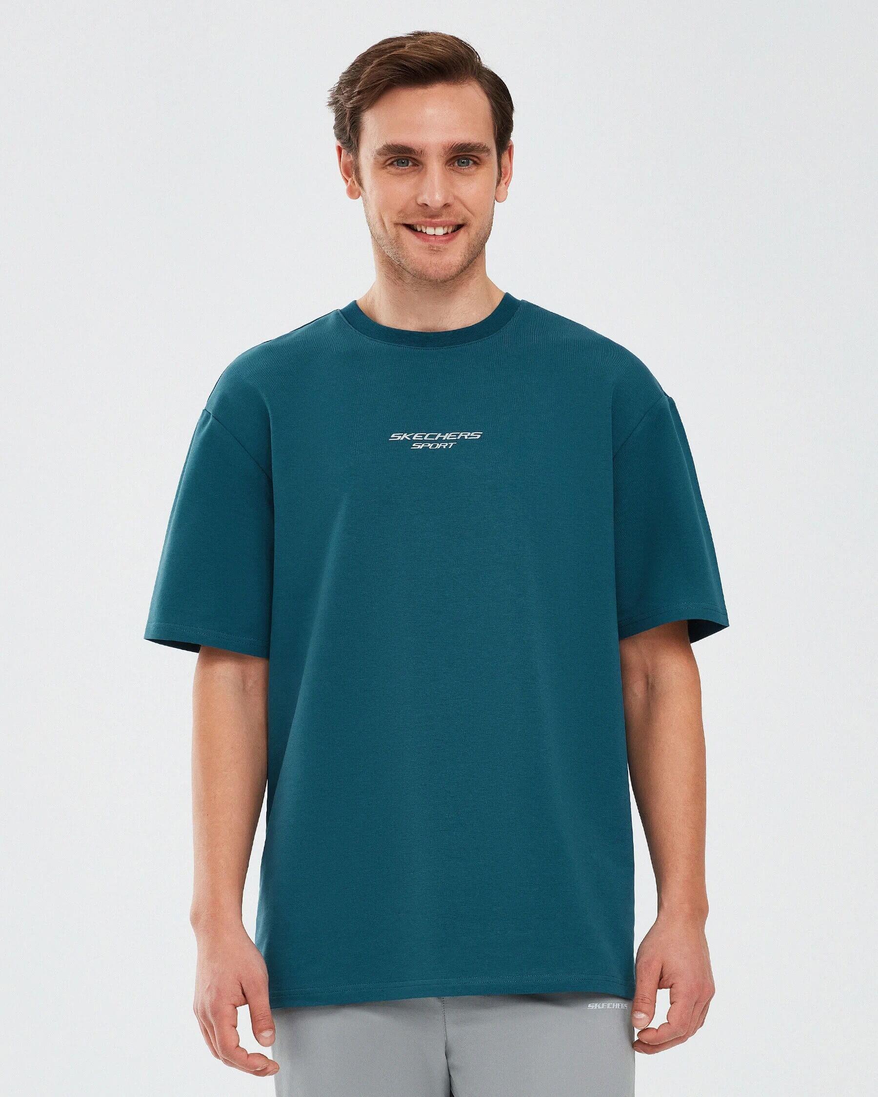 Skechers M Graphic Tee Reflect Logo Oversize S231094-405 Erkek T-Shirt - Petrol