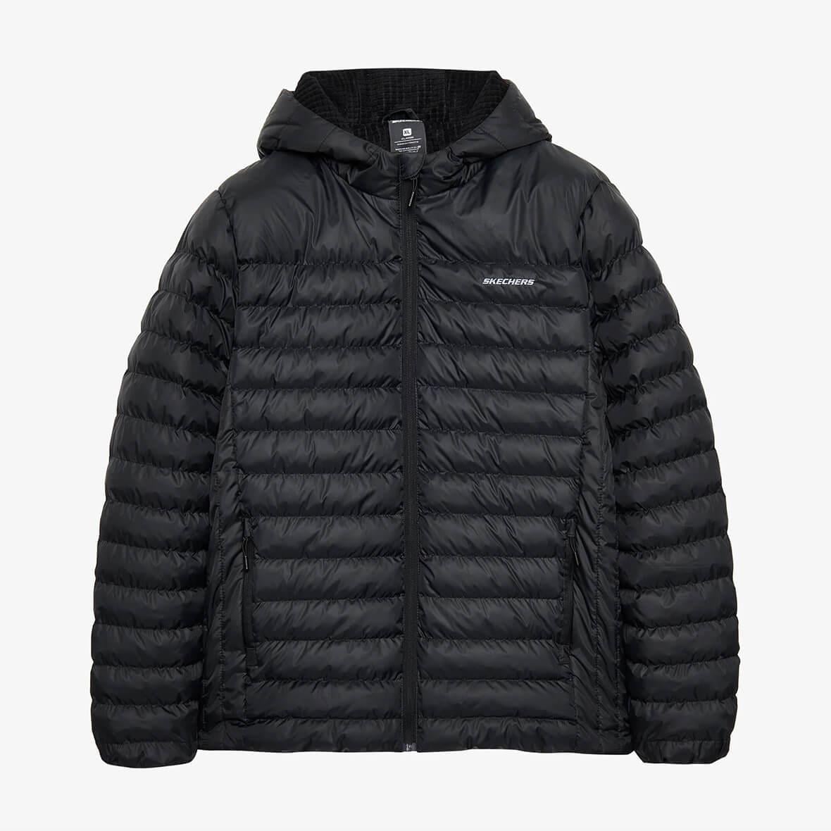 Skechers M Outwear Polar Lining Padded Jacket S242095-001 Kapüşonlu Erkek Mont - Siyah