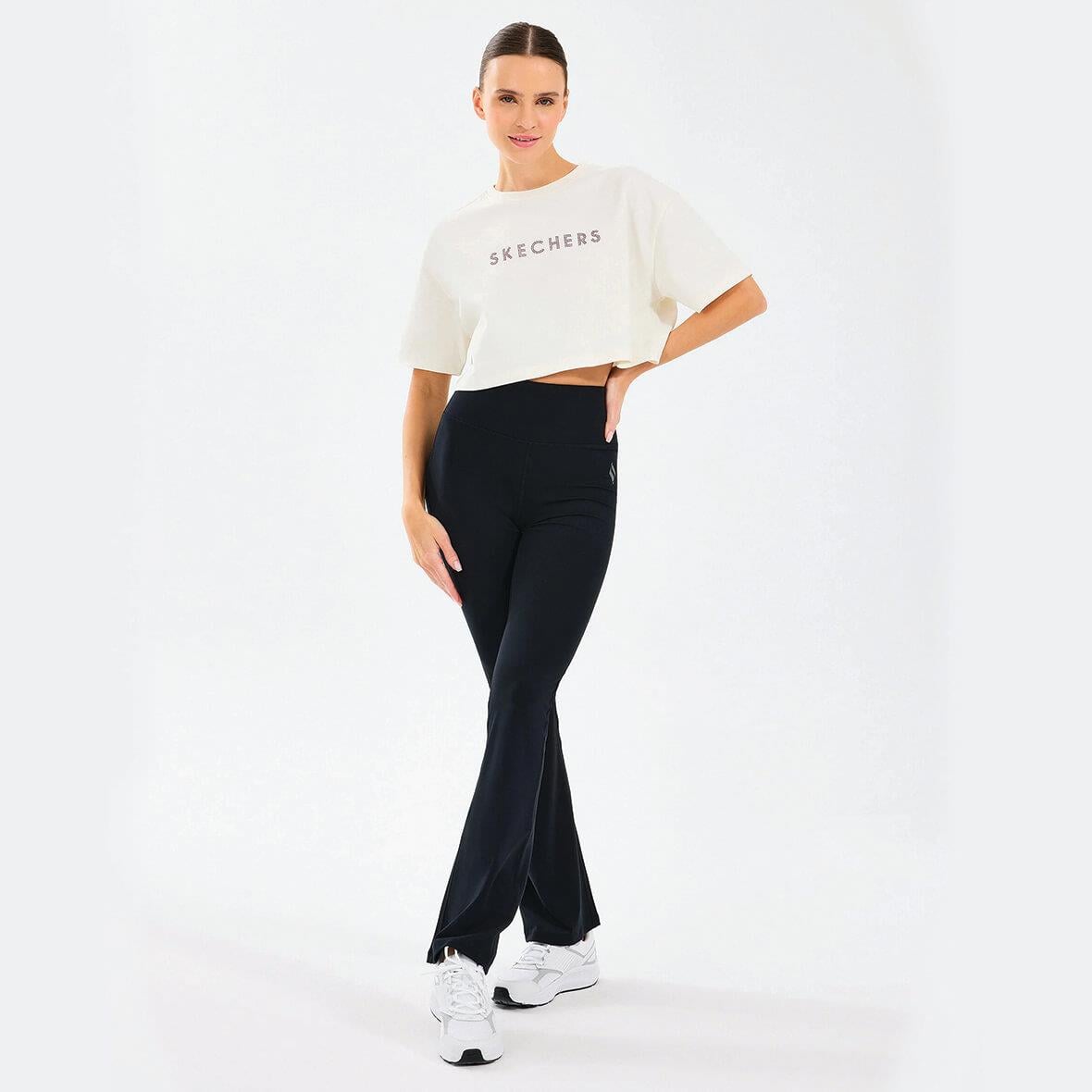 Skechers W Crop Fit Graphic Tee S2510147-102 Kadın T-shirt - Ekru