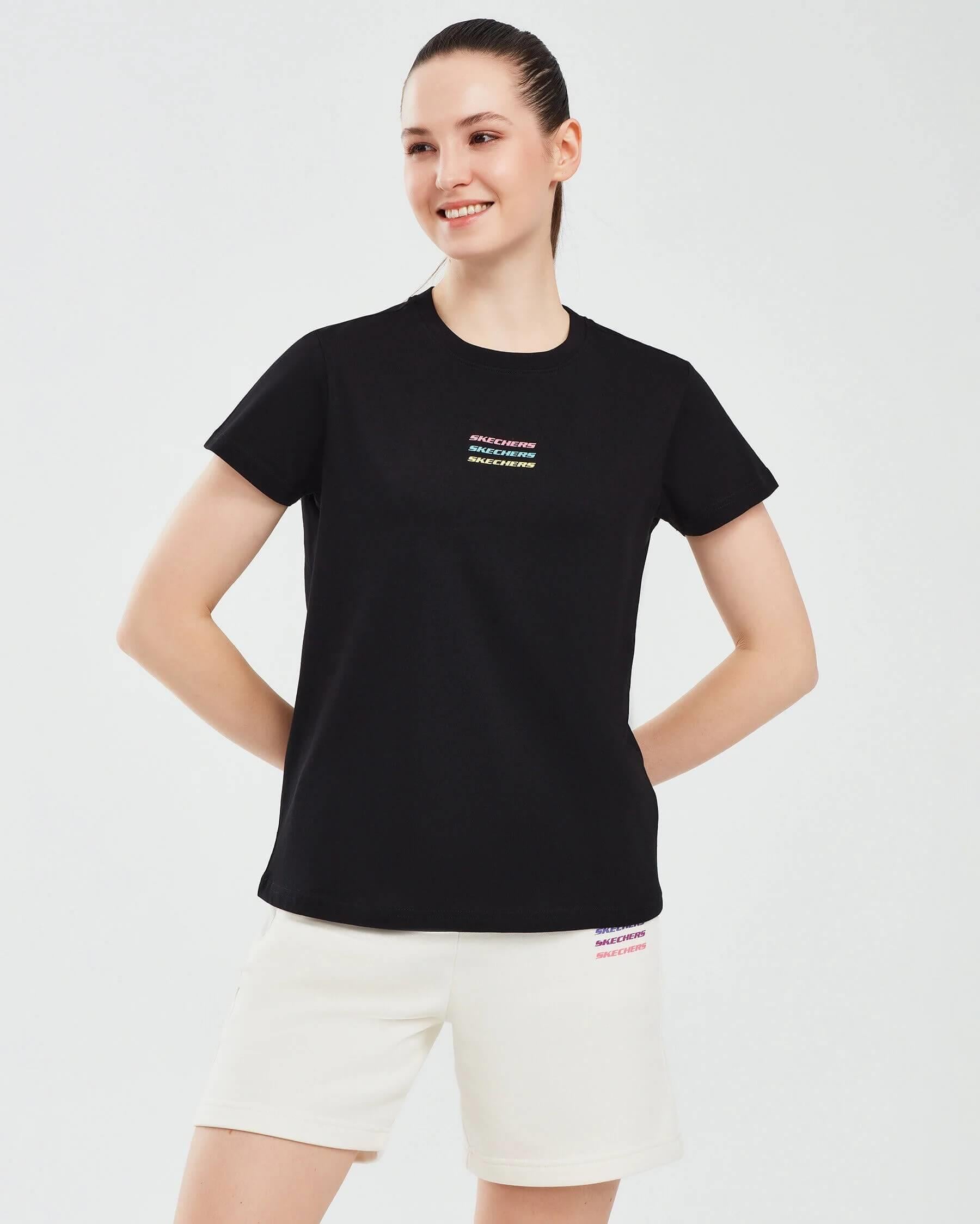 Skechers W Essential Crew Neck S241006-001 Kadın T-shirt - Siyah