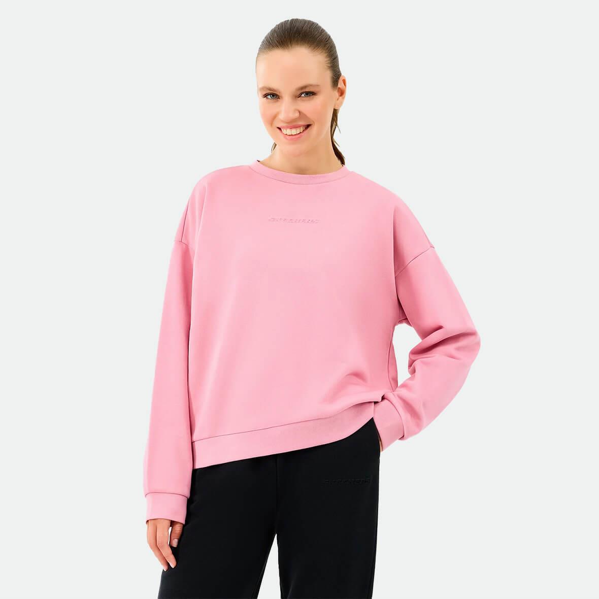 Skechers W Essential Crew Neck Sweatshirt S2610011-0744 Kadın Sweatshirt - Pembe