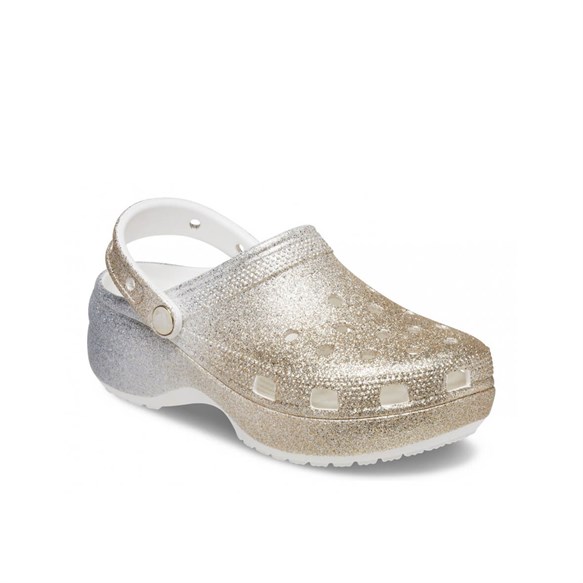 Crocs Classic Platform Ombre Glitter Clog W Bayan Terlik - Beyaz Altın