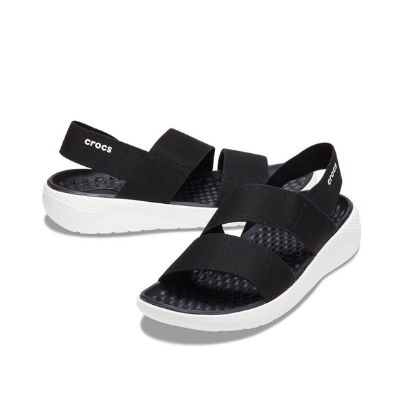 Crocs LiteRide Stretch Sandal Black/White (Siyah/Beyaz) Bayan Terlik &  Sandalet