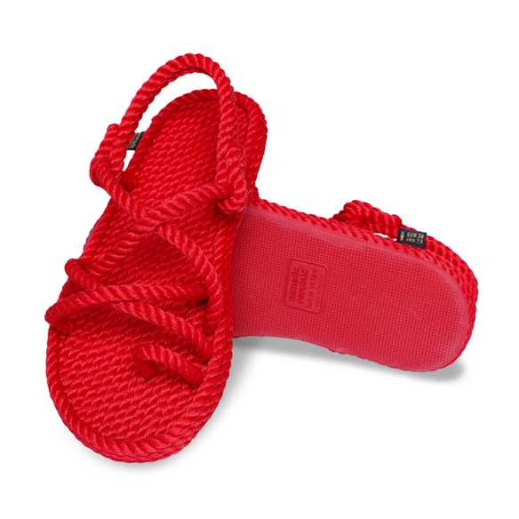 Ibiza Kauçuk Tabanlı Kadın Halat & İp Sandalet - Kırmızı