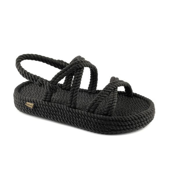 Tahiti Platform Kadın Halat Sandalet - Siyah