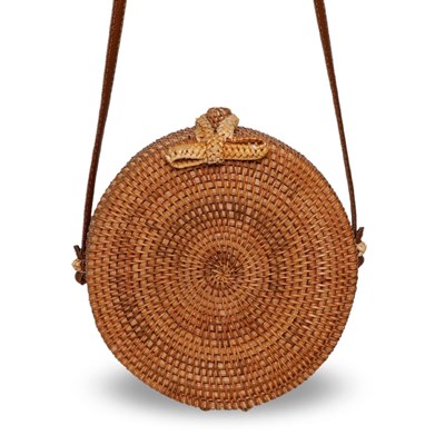 Bagoist 20 cm Oval Rattan Çanta