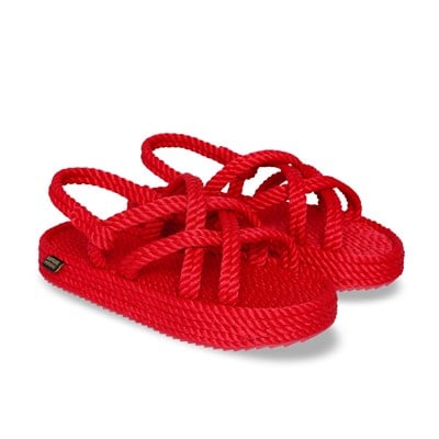 Bodrum Platform Kadın Halat & İp Sandalet - Kırmızı