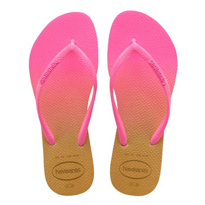 Havaianas Slim Gradient Bayan Terlik - White/Fluorescent Pink Flux