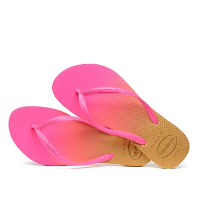 Havaianas Slim Gradient Bayan Terlik - White/Fluorescent Pink Flux