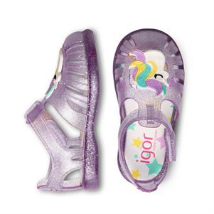 Igor Tobby Gloss Unicornio Çocuk Sandalet - Leylak Parıltı