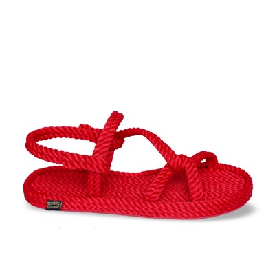Mykonos Kauçuk Tabanlı Kadın Halat & İp Sandalet - Kırmızı