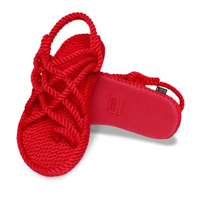 Nomadic Kauçuk Tabanlı Kadın Halat & İp Sandalet - Kırmızı