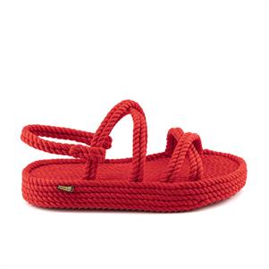 Tahiti Platform Kadın Halat Sandalet - Kırmızı