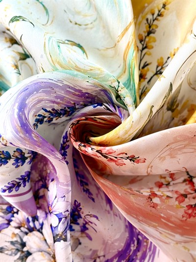 COLORFUL FLOWERS %100 İPEK FULAR