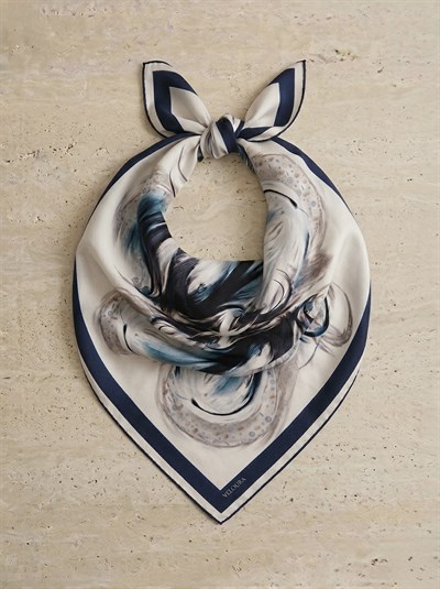 ELORA LACİVERT %100 İPEK FULAR