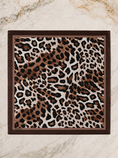 LEOPAR KAHVERENGİ %100 İPEK FULAR
