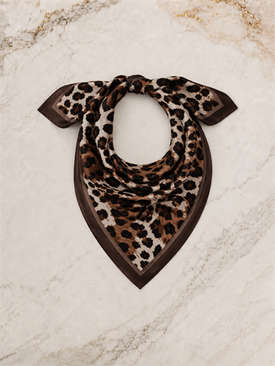 LEOPAR KAHVERENGİ %100 İPEK FULAR