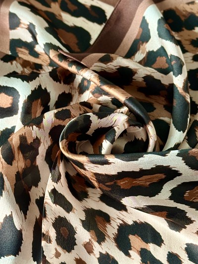 LEOPAR KAHVERENGİ %100 İPEK FULAR
