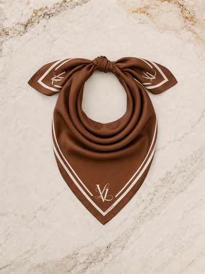 SIGNATURE KARAMEL %100 İPEK FULAR