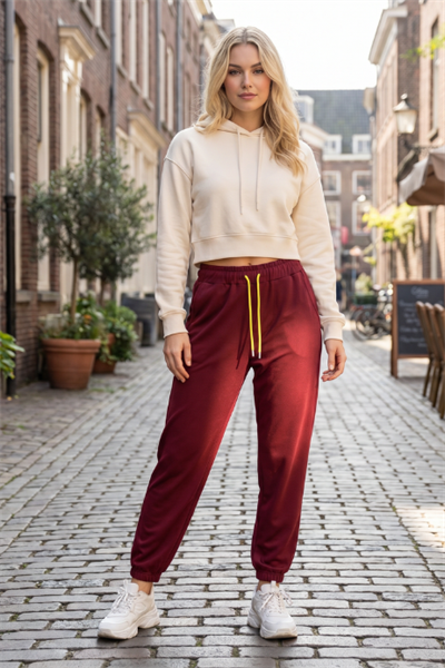 BORDO OVERSIZE RETRO ŞALVAR TAKIM