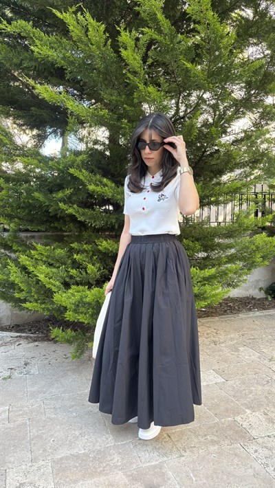 Poplin Etek Siyah
