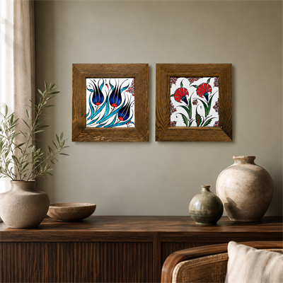 Ahşap Çerçeveli Dekoratif Seramik Tablo – Motif Koleksiyonu VII
