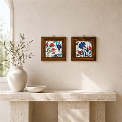 Ahşap Çerçeveli Dekoratif Seramik Tablo – Motif Koleksiyonu IV