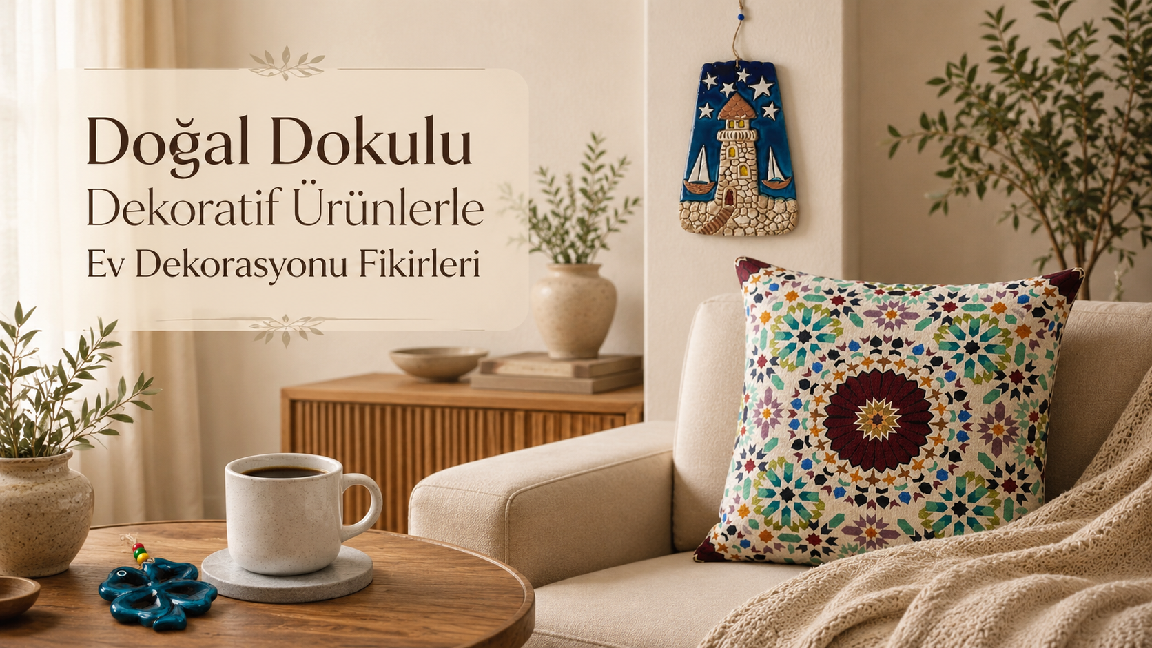 Doğal dokulu dekoratif ürünlerle ev dekorasyonu