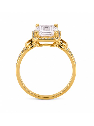 14 Ayar Premium Emerald Kesim Altın Kadın Yüzüğü