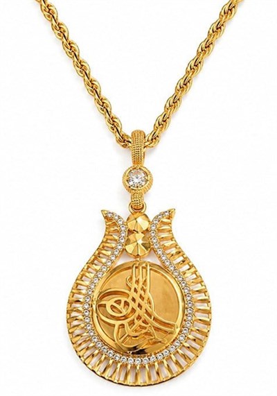 14 Ayar Sultan Nuru Taşlı Altın Kolye