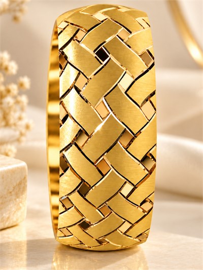 22 Ayar Altın Hasır Örgü Desenli Bilezik