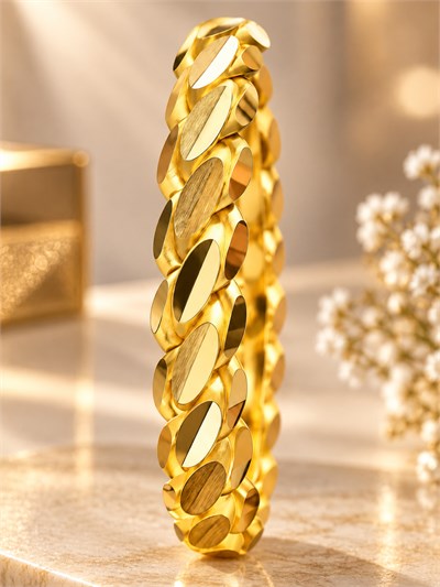 22 Ayar Altın İri Oval Halkalı Bilezik