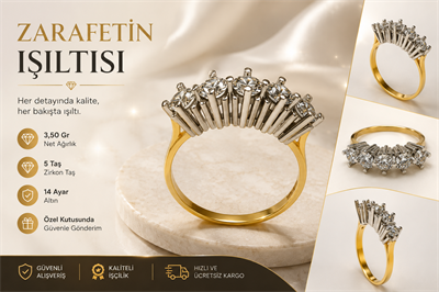 Yazıcılar 14 Ayar Altın Beştaş Yüzük 3,50 GR (335)