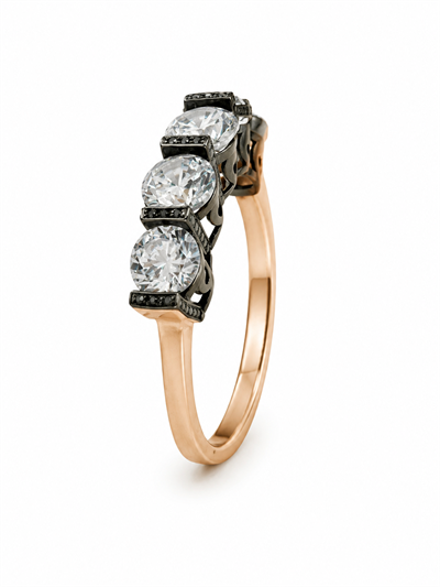 Yazıcılar 14 Ayar Altın Black Diamond Aura Modern Kadın Yüzüğü  3,23 GR ( 350)