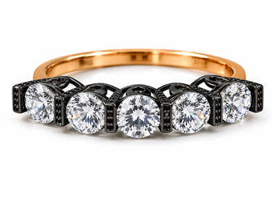 Yazıcılar 14 Ayar Altın Black Diamond Aura Modern Kadın Yüzüğü  3,23 GR ( 350)