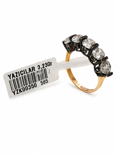 Yazıcılar 14 Ayar Altın Black Diamond Aura Modern Kadın Yüzüğü  3,23 GR ( 350)