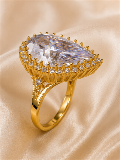 Yazıcılar 14 Ayar Altın Gösterişli Royal Drop Diamond Tektaş Yüzük  2,89 GR (653)