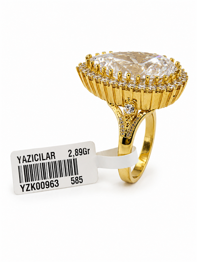 Yazıcılar 14 Ayar Altın Gösterişli Royal Drop Diamond Tektaş Yüzük  2,89 GR (653)