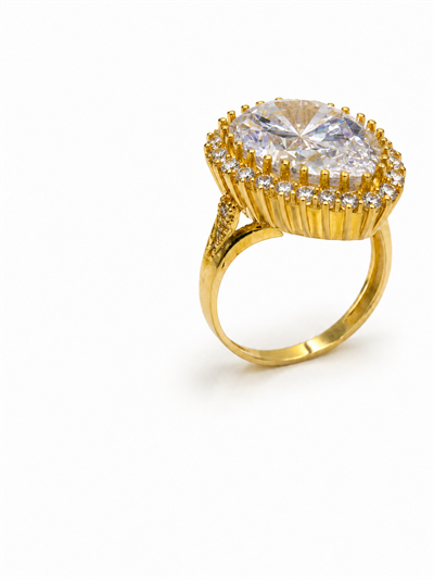 Yazıcılar 14 Ayar Altın Gösterişli Royal Drop Diamond Tektaş Yüzük  2,89 GR (653)