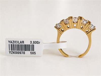 YAZICILAR 14 Ayar Altın İmparator Beştaş Zirkon Taşlı Kadın Yüzük – 3.93 Gr