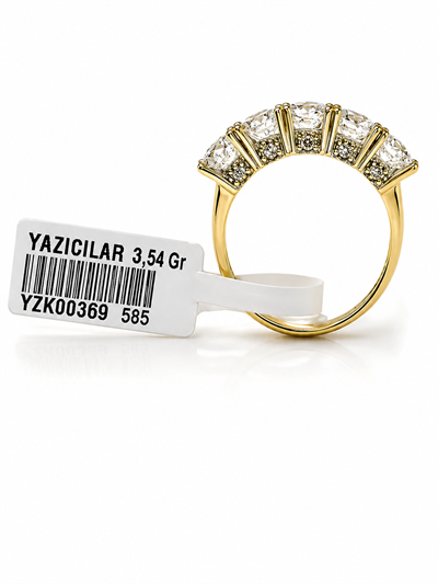 Yazıcılar 14 Ayar Altın Işıltılı Zirkon Taşlı Royal Ice Yüzük  3,54 GR (369)