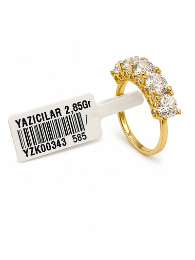 Yazıcılar 14 Ayar Altın Luna Shine Taşlı Kadın Yüzüğü 2,85 GR ( 343) 