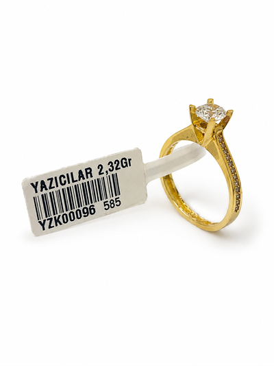 Yazıcılar 14 Ayar Altın Lunaria Tektaş Yüzük 2,32 GR (96)