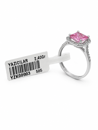 Yazıcılar 14 Ayar Altın Pembe Kraliçe Işıltılı Yüzük  2,40 GR ( 903)