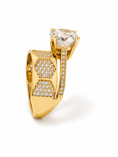 Yazıcılar 14 Ayar Altın Premium Model Golden Aura Tektaş Yüzük  (00420)
