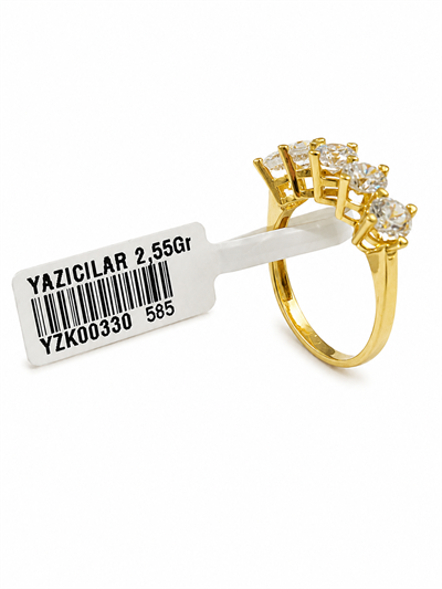 Yazıcılar 14 Ayar Altın Royal Five Taşlı Yüzük 2,55 GR (330)