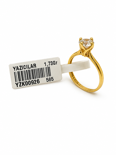 Yazıcılar 14 Ayar Altın Saf Işıltı Modern Tektaş Yüzük 1,73 GR (926)